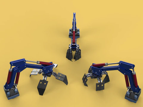 ARM THUMB GRAB BUCKET LOADER LIFTING CRANE GRABBER GRAPPLE JAW 3D Model