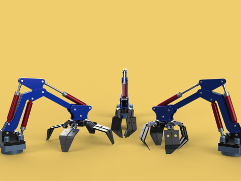 ARM THUMB GRAB BUCKET LOADER LIFTING CRANE GRABBER GRAPPLE JAW 3D 모델