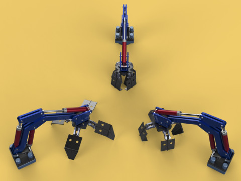 ARM THUMB GRAB BUCKET LOADER LIFTING CRANE GRABBER GRAPPLE JAW 3D 모델