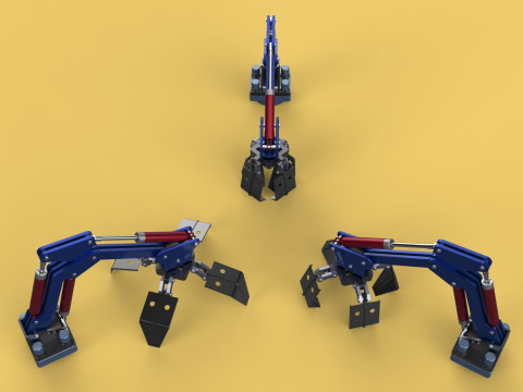 ARM THUMB GRAB BUCKET LOADER LIFTING CRANE GRABBER GRAPPLE JAW 3D 모델