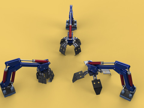 ARM THUMB GRAB BUCKET LOADER LIFTING CRANE GRABBER GRAPPLE JAW 3D 모델
