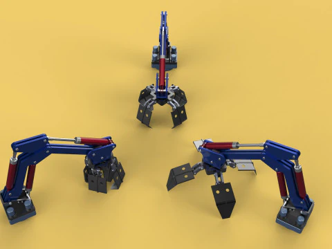 ARM THUMB GRAB BUCKET LOADER LIFTING CRANE GRABBER GRAPPLE JAW 3D Model