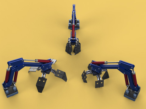 ARM THUMB GRAB BUCKET LOADER LIFTING CRANE GRABBER GRAPPLE JAW 3D 모델