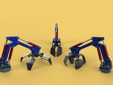ARM THUMB GRAB BUCKET LOADER LIFTING CRANE GRABBER GRAPPLE JAW 3D 모델