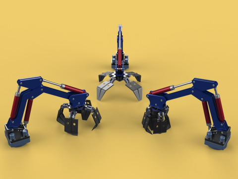 ARM THUMB GRAB BUCKET LOADER LIFTING CRANE GRABBER GRAPPLE JAW 3D 모델