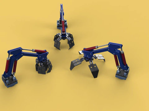ARM THUMB GRAB BUCKET LOADER LIFTING CRANE GRABBER GRAPPLE JAW 3D Model