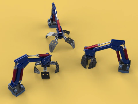 ARM THUMB GRAB BUCKET LOADER LIFTING CRANE GRABBER GRAPPLE JAW 3D Model