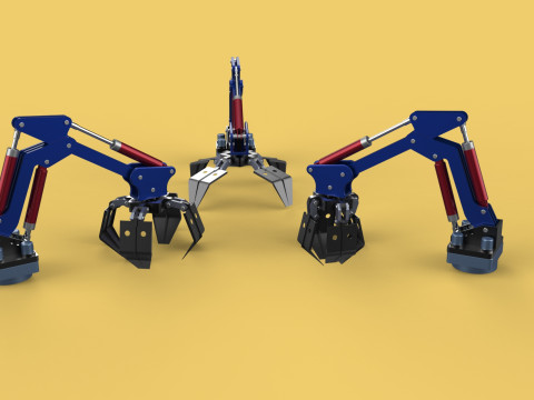 ARM THUMB GRAB BUCKET LOADER LIFTING CRANE GRABBER GRAPPLE JAW 3D 모델