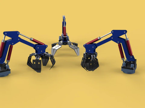 ARM THUMB GRAB BUCKET LOADER LIFTING CRANE GRABBER GRAPPLE JAW 3D Model