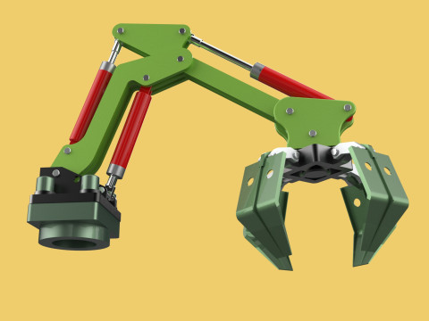 HYDRAULIC WOOD LOG TREE LOADER GRAB CRANE LIFTING GRABBER JAWS Modelo 3D