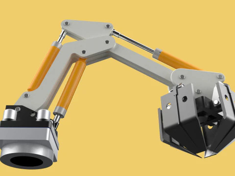 MOUNTED ATTACHMENT ARM CRANE TRUCK BULLDOZER EXCAVATOR TRACTOR 3D Model