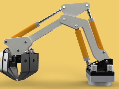 MOUNTED ATTACHMENT ARM CRANE TRUCK BULLDOZER EXCAVATOR TRACTOR 3D 模型