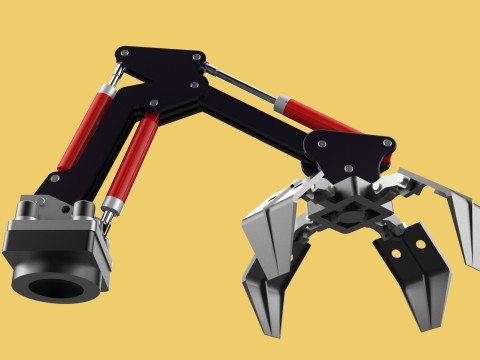 ATTACHMENT MOUNTED CRANE BACKHOE CRAWLER LOADER LIFTING FORKLIFT 3D 모델