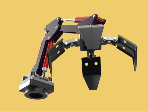 ATTACHMENT MOUNTED CRANE BACKHOE CRAWLER LOADER LIFTING FORKLIFT 3D 모델