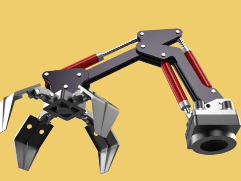 ATTACHMENT MOUNTED CRANE BACKHOE CRAWLER LOADER LIFTING FORKLIFT 3D 모델