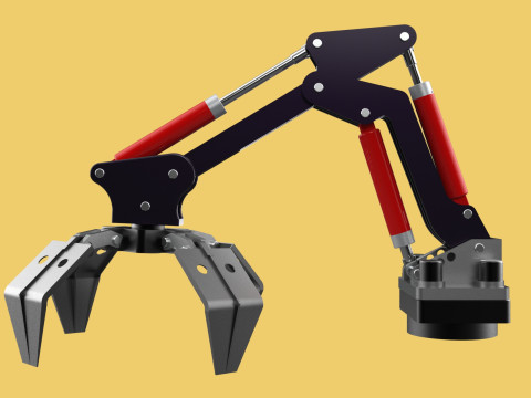 ATTACHMENT MOUNTED CRANE BACKHOE CRAWLER LOADER LIFTING FORKLIFT 3D 모델