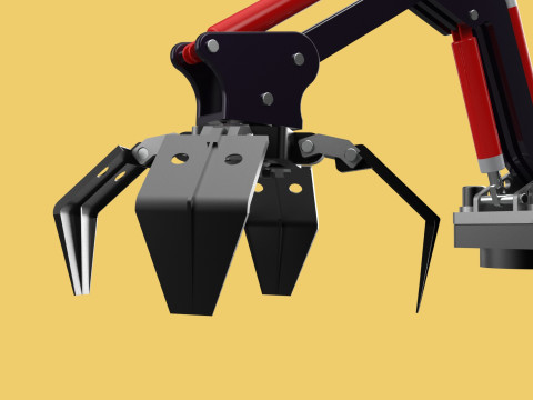 ATTACHMENT MOUNTED CRANE BACKHOE CRAWLER LOADER LIFTING FORKLIFT 3D 모델