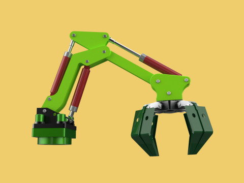 LINK HYDRAULIC THUMB KNUCKLEBOOM ARM CRANE LIFTING ATTACHMENT 3D Модель