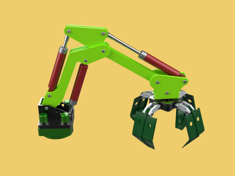 LINK HYDRAULIC THUMB KNUCKLEBOOM ARM CRANE LIFTING ATTACHMENT Model 3D