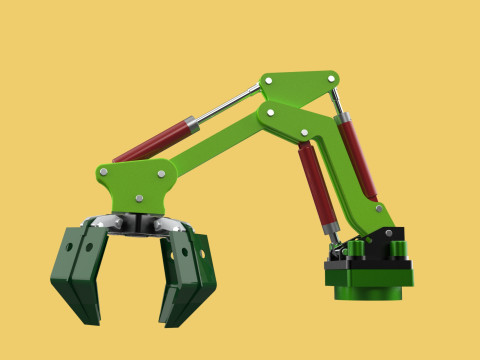 LINK HYDRAULIC THUMB KNUCKLEBOOM ARM CRANE LIFTING ATTACHMENT Model 3D
