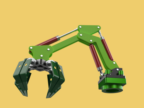 LINK HYDRAULIC THUMB KNUCKLEBOOM ARM CRANE LIFTING ATTACHMENT Model 3D