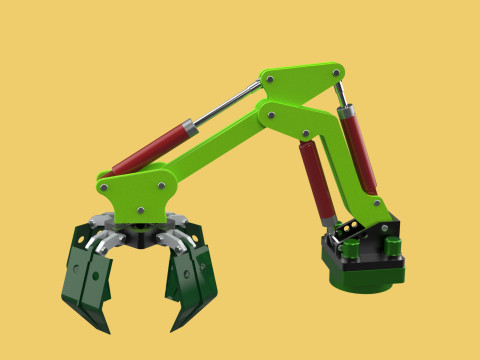 LINK HYDRAULIC THUMB KNUCKLEBOOM ARM CRANE LIFTING ATTACHMENT Model 3D