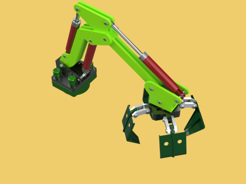 LINK HYDRAULIC THUMB KNUCKLEBOOM ARM CRANE LIFTING ATTACHMENT Model 3D