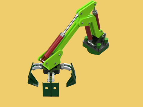 LINK HYDRAULIC THUMB KNUCKLEBOOM ARM CRANE LIFTING ATTACHMENT Model 3D