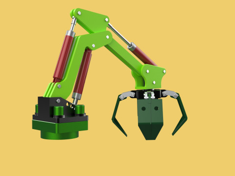 LINK HYDRAULIC THUMB KNUCKLEBOOM ARM CRANE LIFTING ATTACHMENT Model 3D