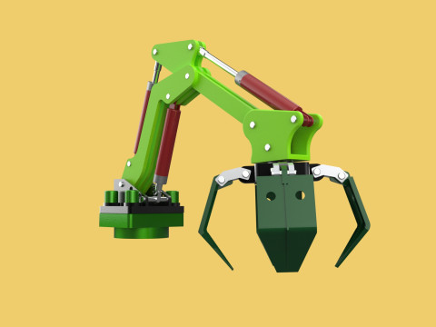 LINK HYDRAULIC THUMB KNUCKLEBOOM ARM CRANE LIFTING ATTACHMENT Model 3D