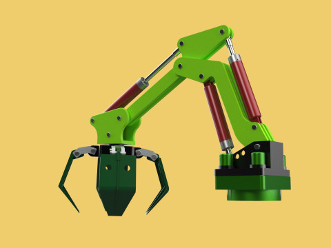 LINK HYDRAULIC THUMB KNUCKLEBOOM ARM CRANE LIFTING ATTACHMENT Model 3D