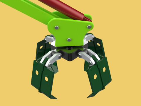 LINK HYDRAULIC THUMB KNUCKLEBOOM ARM CRANE LIFTING ATTACHMENT Model 3D