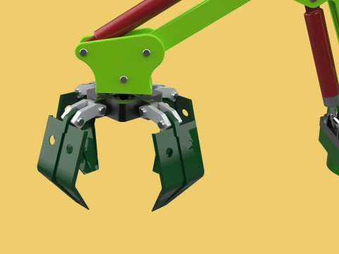 LINK HYDRAULIC THUMB KNUCKLEBOOM ARM CRANE LIFTING ATTACHMENT Model 3D