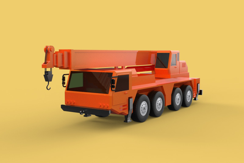 MINIATURE SCALE 1-130 ALL-TERRAIN TELESCOPIC MOBILE CRANE TRUCK Model 3D .c4d .max .obj .3ds .fbx .stl .blend