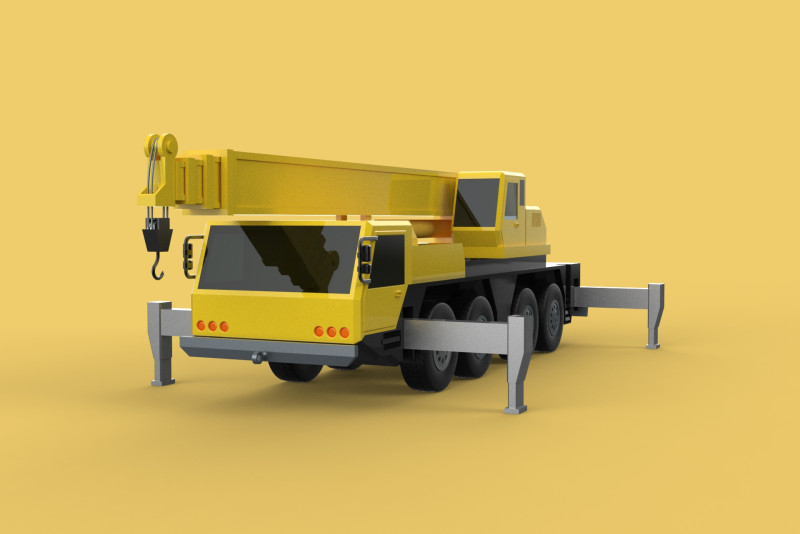 MOUNTED TELESCOPIC MOBILE CRANE CRAWLER LIFTING TRUCK GANTRY CAR Model 3D .c4d .max .obj .3ds .fbx .stl .blend