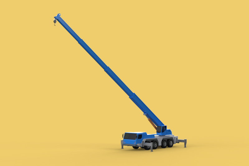 EXTENDED TELESCOPIC BOOM LONG REACH MOBILE CRANE CRAWLER TRUCK 3D Model .c4d .max .obj .3ds .fbx .stl .blend