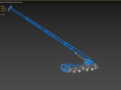 EXTENDED TELESCOPIC BOOM LONG REACH MOBILE CRANE CRAWLER TRUCK 3D Model