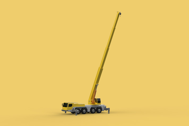 MOUNTED EXTENDED TELESCOPIC BOOM LONG REACH MOBILE CRANE ARM JIB Model 3D .c4d .max .obj .3ds .fbx .stl .blend