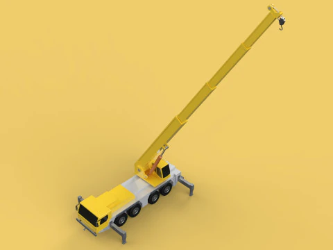 MOUNTED EXTENDED TELESCOPIC BOOM LONG REACH MOBILE CRANE ARM JIB 3D Model