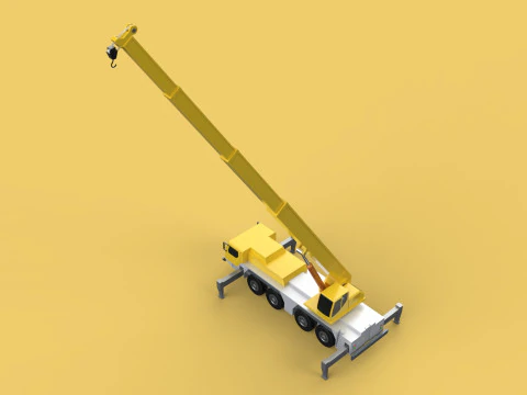 MOUNTED EXTENDED TELESCOPIC BOOM LONG REACH MOBILE CRANE ARM JIB 3D Model