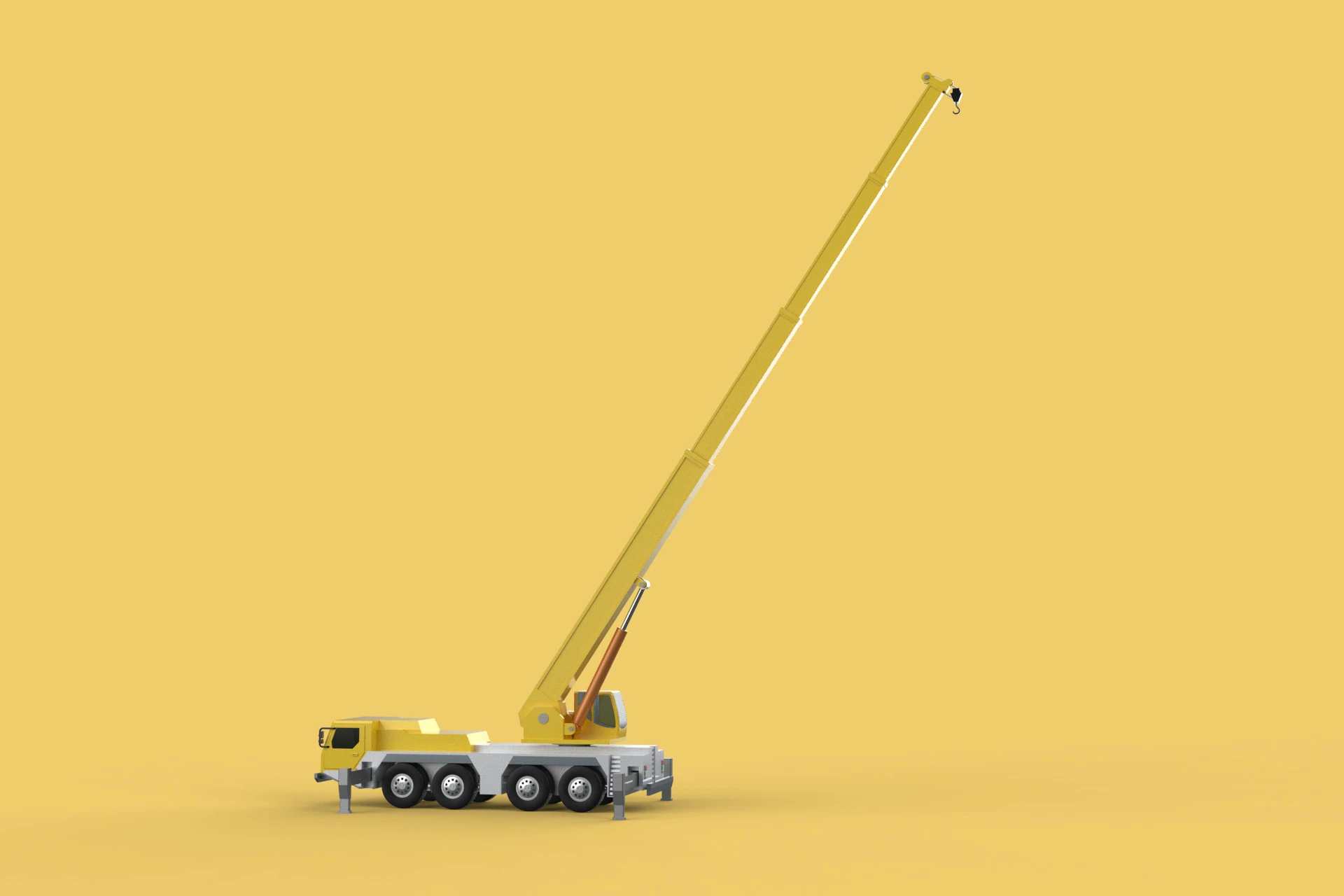 LIEBHERR LTM 1070 TELESCOPIC MOBILE CRANE EXTENDED BOOM TRUCK 3D Model .c4d .max .obj .3ds .fbx .stl .blend 