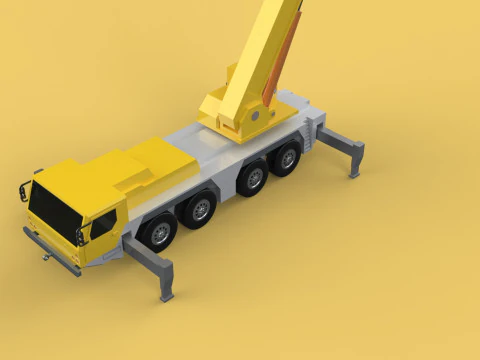 LIEBHERR LTM 1070 TELESCOPIC MOBILE CRANE EXTENDED BOOM TRUCK 3D Model