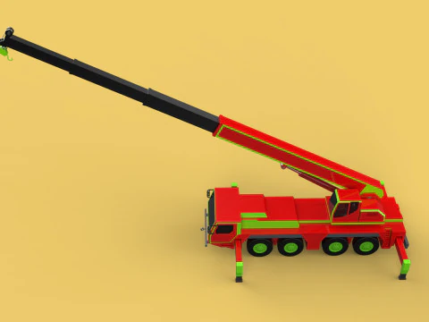 FIRE TRUCK FIREFIGHTER FIREFIGHTING FIREMAN ENGINE MOBILE CRANE 3D Model