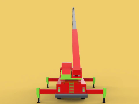 FIRE TRUCK FIREFIGHTER FIREFIGHTING FIREMAN ENGINE MOBILE CRANE 3D Model