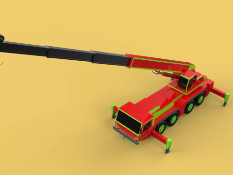 FIRE TRUCK FIREFIGHTER FIREFIGHTING FIREMAN ENGINE MOBILE CRANE 3D Model