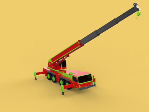 FIRE TRUCK FIREFIGHTER FIREFIGHTING FIREMAN ENGINE MOBILE CRANE 3D 模型