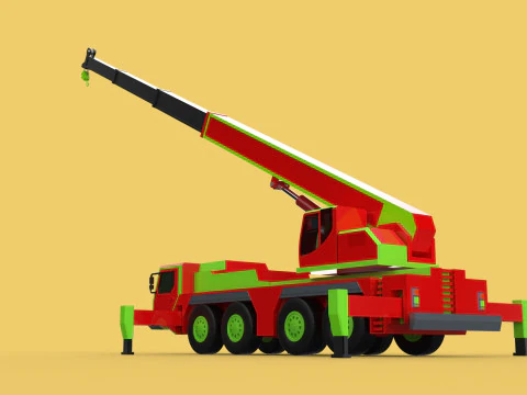 FIRE TRUCK FIREFIGHTER FIREFIGHTING FIREMAN ENGINE MOBILE CRANE 3D Model