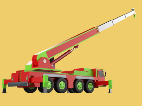 FIRE TRUCK FIREFIGHTER FIREFIGHTING FIREMAN ENGINE MOBILE CRANE 3D Model