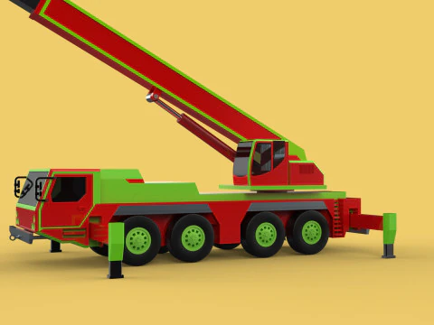 FIRE TRUCK FIREFIGHTER FIREFIGHTING FIREMAN ENGINE MOBILE CRANE 3D Model