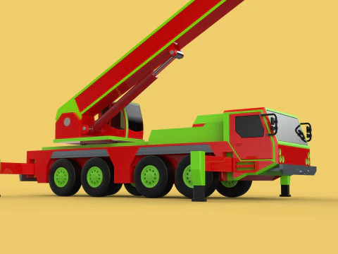FIRE TRUCK FIREFIGHTER FIREFIGHTING FIREMAN ENGINE MOBILE CRANE 3D Model
